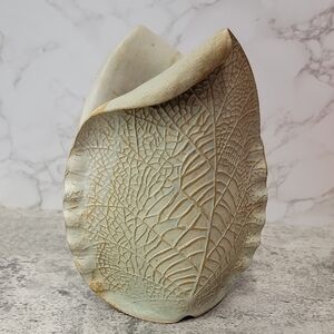 Textured Leaf Patterned Ceramic Vase